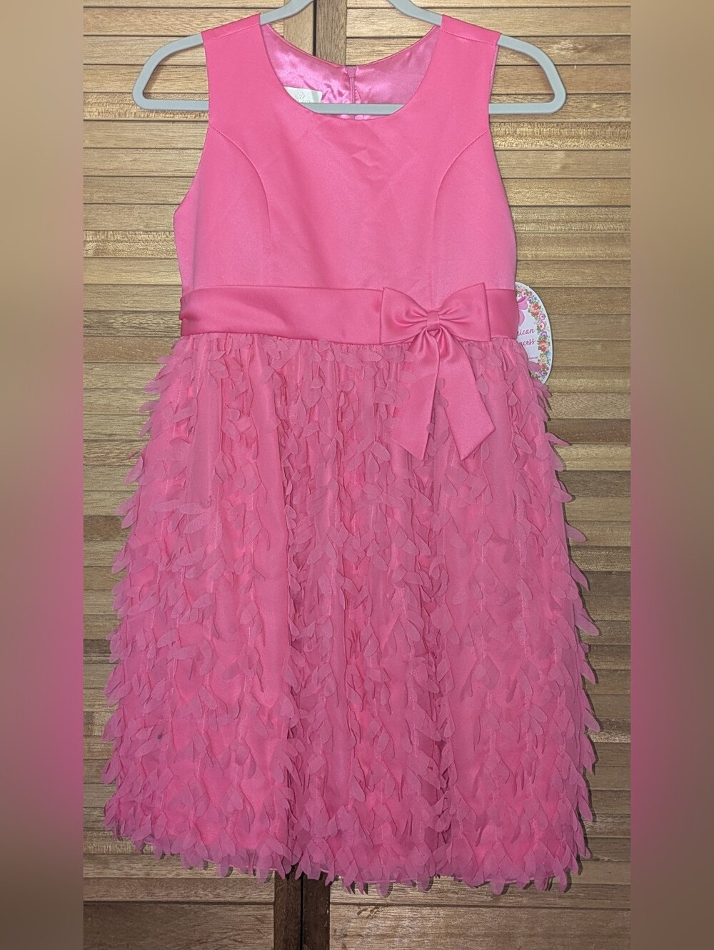 ❤️American Princess Pink Bow-Trim Formal Dress for Girls NWT